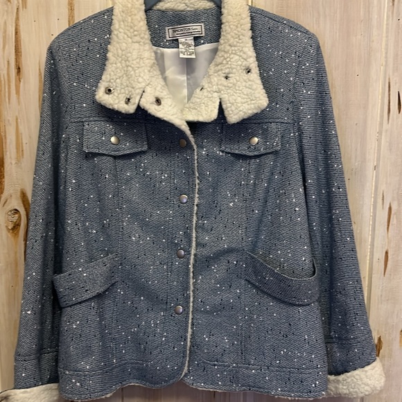 Simonton Says Blue Donegal Jacket with Shearling Trim - Picture 5 of 9